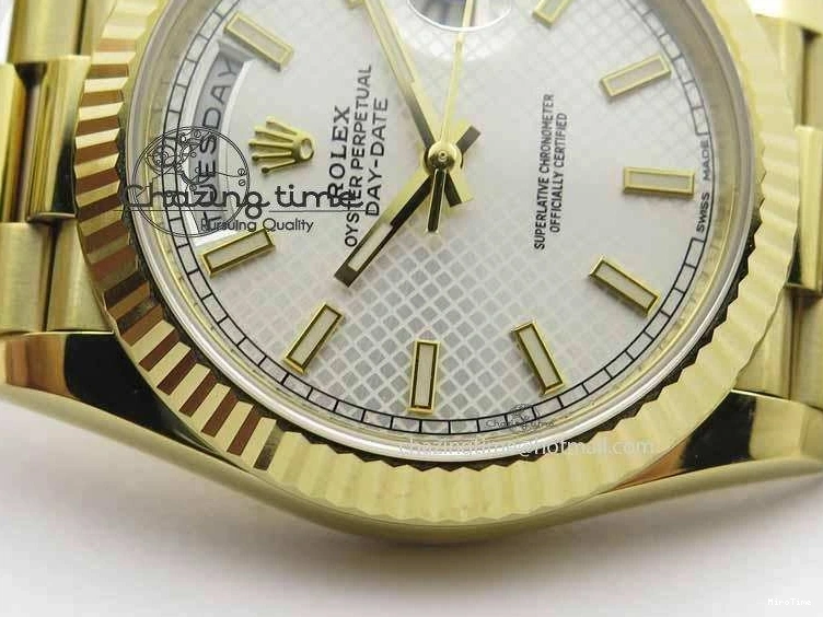 MiroTime 0427 Cozy Day-Date 40mm 228238 YG Noob 1:1 Best Edition Silver Dial On YG President Bracelet A 3710